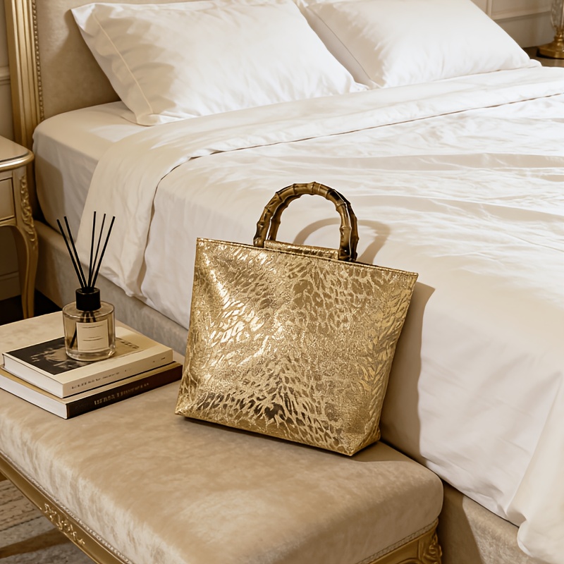 Luxury Bags Supplier - Leichte Luxus-Tragetasche aus goldfarbenem Jacquard mit